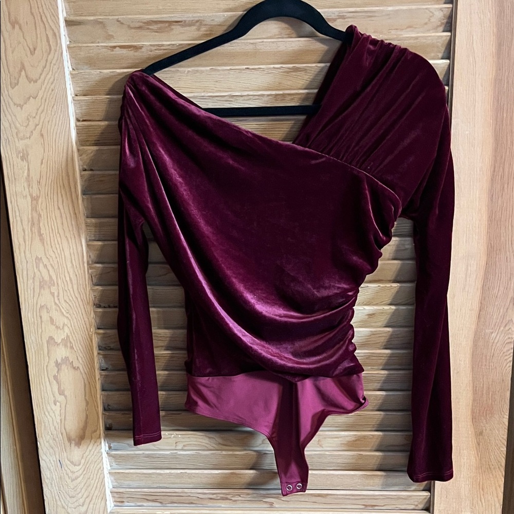 Express Burgundy Velvet Bodysuit